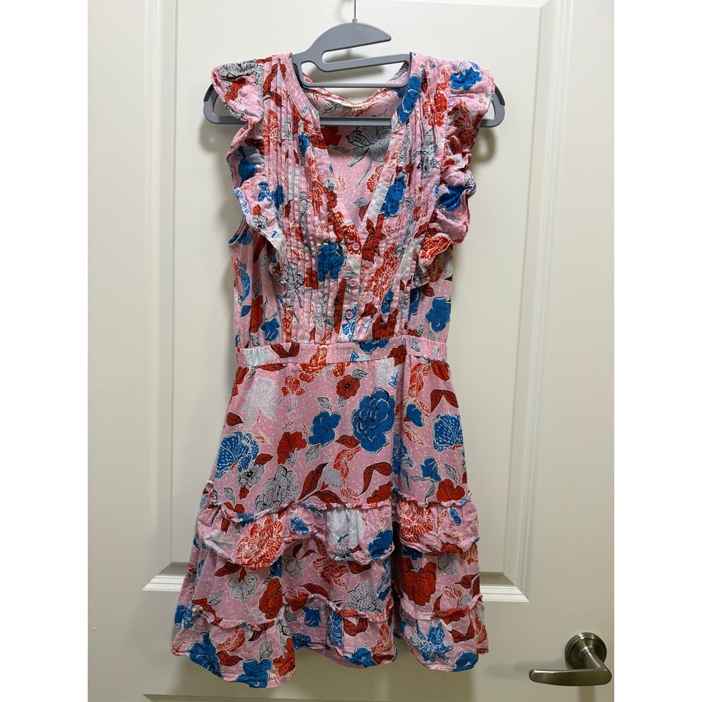 BB Dakota Steve Madden Pink Floral Ruffle Tiered Mini Dress Small